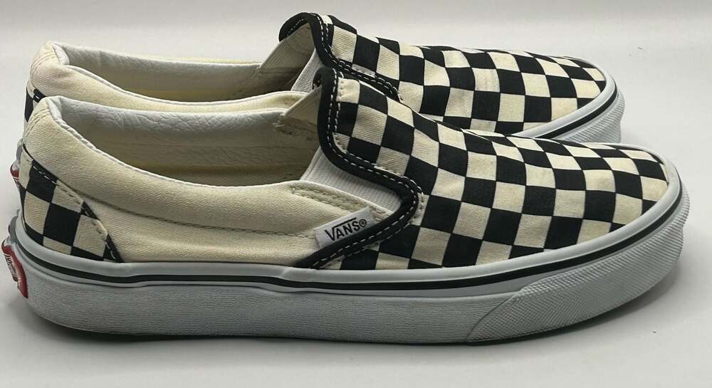Vans Classic Slip-On Checkerboard Black/White Shoes Men's 5.5 Women's 7 - Picture 2 of 7